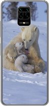 Geschikt voor Xiaomi Redmi Note 10 Lite hoesje - IJsberen - Sneeuw - Wit - Siliconen Telefoonhoesje