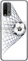 Geschikt voor Xiaomi Redmi 9T hoesje - Een illustratie van een voetbal die het doel in gaat - Jongetjes - Meisjes - Kids - Siliconen Telefoonhoesje