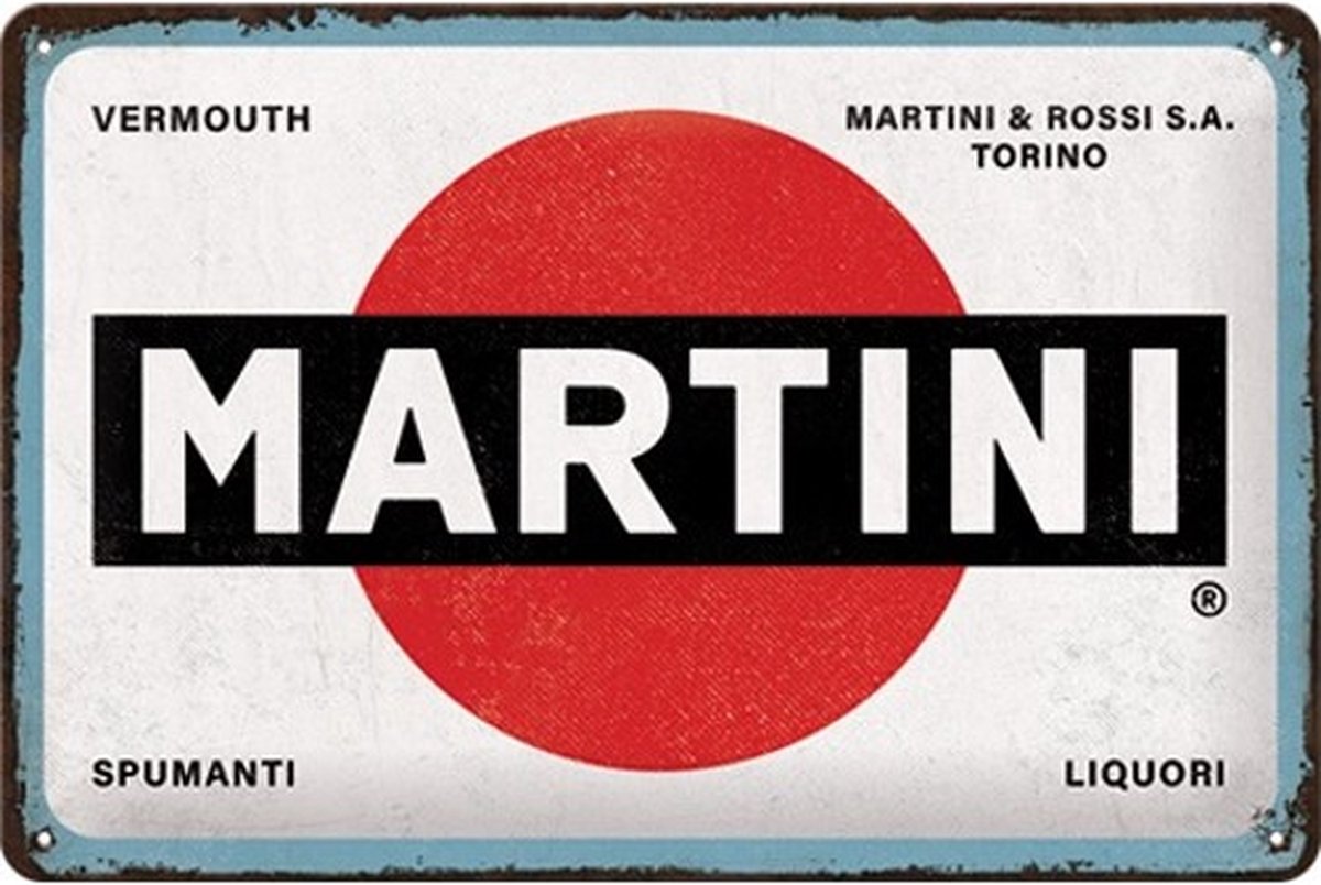 Nostalgic Art Merchandising Metalen Wandbord Martini - Logo White - 20 x 30 cm multi