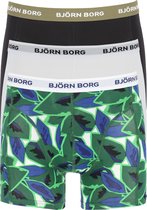 Björn Borg boxershorts Essential (3-pack) - heren boxers normale lengte - wit - zwart en print -  Maat: M