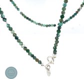 Pat's Jewels Ketting dames - Edelsteen - Kralen ketting - Turquoise - Zilver - 40cm