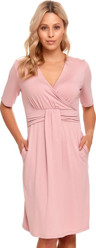 Nachthemd korte mouw - Khaki calm leaves - NICOLLE