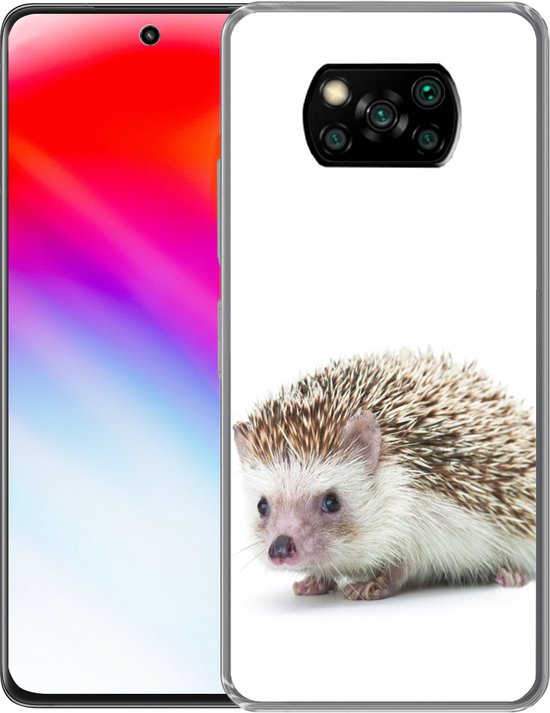 Telefoonhoesje Geschikt voor Xiaomi Geschikt voor Poco X3 NFC hoesje - Egel - Dieren - Wit - Siliconen Telefoonhoesje Telefoonhoesje