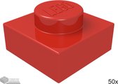 LEGO Plaat 1x1, 3024 Rood 50 stuks