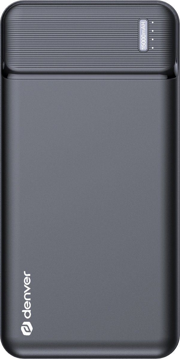 Denver Powerbank 15000mAh met Batterij Indicator - Quick Charge 3.0 - Micro USB - USB C - Iphone en Android - PQC15007 - Zwart