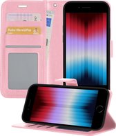 Hoes voor iPhone SE 2022 Hoesje Book Case Hoes - Hoes voor iPhone SE 2022 Hoes Flip Wallet - Licht Roze