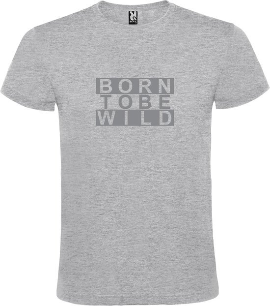 Grijs T shirt met print van " BORN TO BE WILD " print Zilver size XXXL
