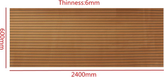 BBoot Decking Tapis de bateau auto-adhésif - Tapis de terrasse en mousse de teck EVA - Plancher de Bateaux en teck - Revêtements de sol de yacht en teck - Revêtements de sol de plancher en teck - Lavable - 240 x 60 x 0,6 cm - Marron clair