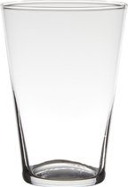 Transparante home-basics conische vaas/vazen van glas 20 x 14 cm - Bloemen/takken/boeketten vaas voor binnen gebruik