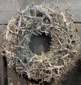 Couronne - Krans van mos met bonsai 'Thick' (White wash, Ø45cm)