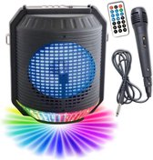 INOVALLEY HP74BTH - 20W Bluetooth karaoke-lichtluidspreker - Veelkleurige LED-lamp - USB-poort, FM-radio, Microfooningang, Aux-In