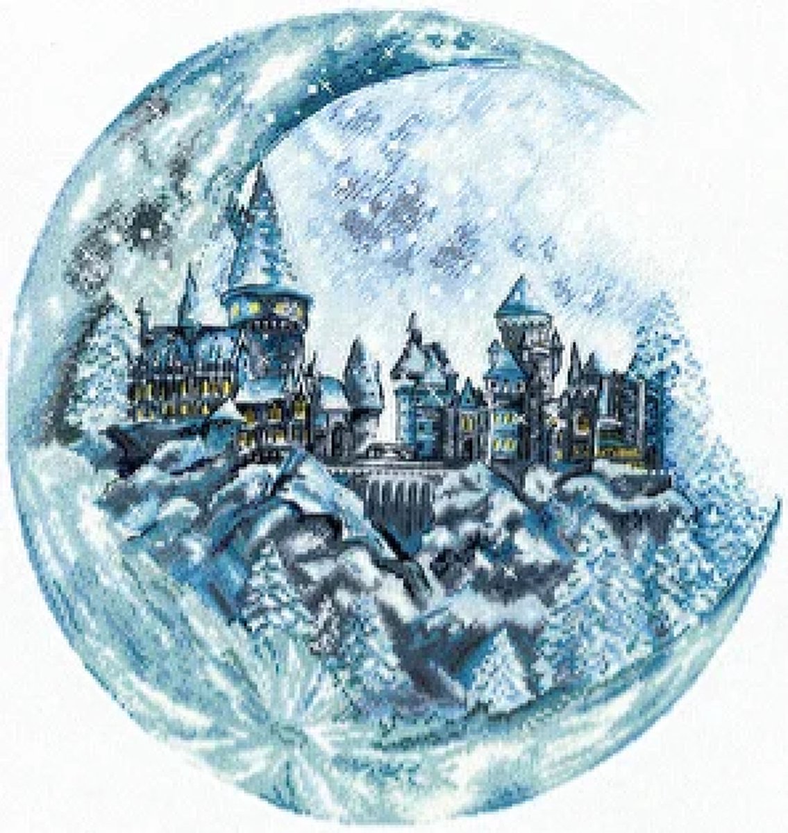 Borduurpakket Adriana - MOON CASTLE - Maankasteel - telpatroon om zelf te borduren