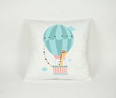 Kussensloop Giraf in Luchtballon - Kussenhoes - Sierkussen - Kinderkamer - 45x45cm - Exclusief Vulling - PillowCity