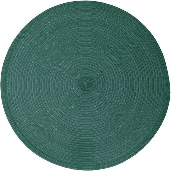 Set de 6x sets de table vert émeraude - plastique tissé - 38 cm -  Sous-verres | bol