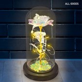 Galaxy Roos - Roos - Rozen - Roos In Glas - Roos In Stolp - Roos Met LED - Galaxy - Gouden Roos - Valentijnscadeau - Valentine - Valentijn - Beauty And The Beast Roos - Cadeau - Hu