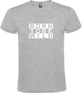 Grijs T shirt met print van " BORN TO BE WILD " print Wit size XXL