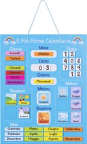 Navaris leerkalender voor kinderen - Magnetisch kalenderbord met seizoenen en het weer - Jaarkalender met magneten - Kinderkalender Italiaans - Blauw