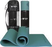 Yoga mat - Fitness mat petrol - Sport mat - Yogamat anti slip & eco - Extra Dik - Duurzaam TPE materiaal - Incl Draagtas van Rockerz Fitness®