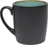 Kade 171 - Koffiekopjes - Set van 6 koffiemokken - 250 ML - Mat zwart / turquoise - cappuccino koffiemok