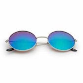 Freaky Glasses® – Hippie - Festivalbril – Rave Zonnebril – Gabber - Volwassenen - Dames – Heren - Groen-blauw spiegellenzen