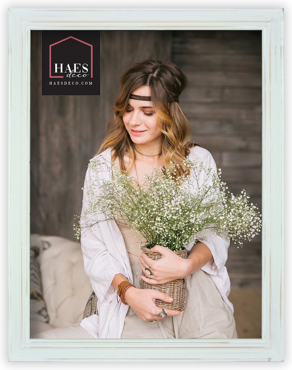 HAES DECO - Houten Fotolijst Nancy Vintage Wit voor 1 foto formaat 20x30 - SP10130