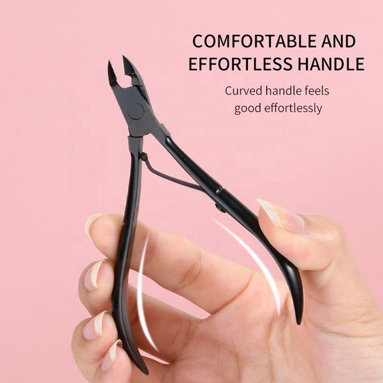 Medies - nageltang | nagelriemknipper voor vinger- en teennagels  |nagelriem knipper | nagelriemknipper | nagelriemverzorging | nagelriem duwer | cuticle knipper | cuticle cutter | manicure & pedicure - spitse bek - zwart - stainless steel