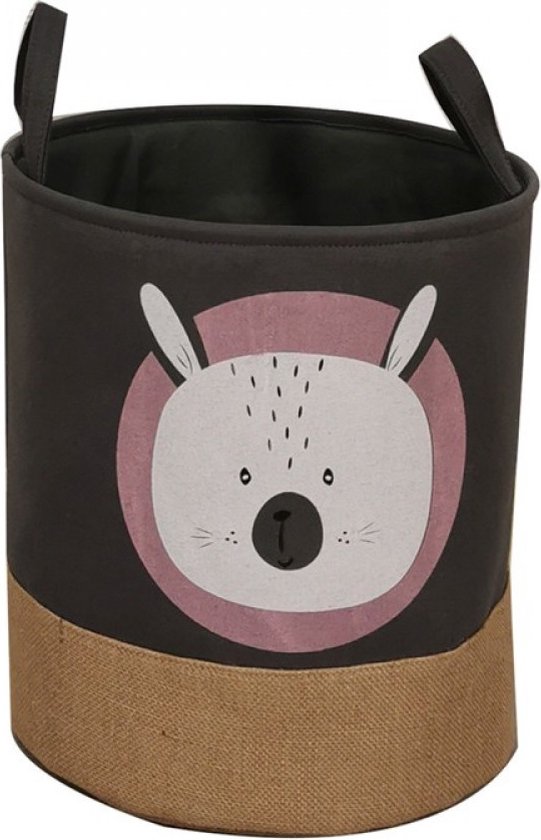 By Baboo Konijn Opbergmand Babykamer - 35cm x 40cm - Grijs Jute