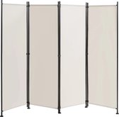 4 Panel Folding Room Divider 220x170cm Verstelbare Poten Beige