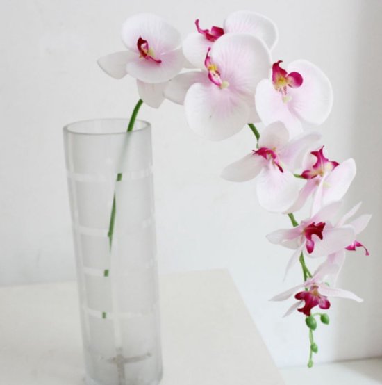kunstbloem Orchidee wit met roze 100cm