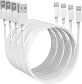 iPhone oplader kabel - iPhone kabel - Lightning USB kabel - iPhone lader kabel geschikt voor Apple iPhone 6,7,8,9,X,XS,XR,11,12,13 - 4-PACK