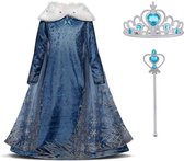 Everygoods Elsa Prinses Kostuum - Met 6 Accessoires - Maat: 130 - Carnaval Kostuum