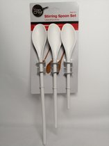 Kunststof Pollepels - Set van 3 Stuks - Kleur Wit - Lengte 25, 30,5 en 35,5 cm