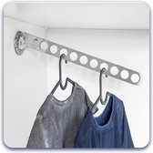 Milano Luxurious verstelbare garderobestang – kledinghaak inklapbaar – ruimtebesparende kledingbeugel – zilver – kapstok met 10 gaten – 42cm