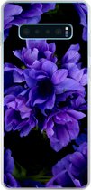 Geschikt voor Samsung Galaxy S10 Plus hoesje - Patroon - Bloemen - Paars - Siliconen Telefoonhoesje