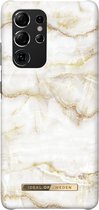 iDeal of Sweden hoesje voor Galaxy S21 Ultra - Hardcase Backcover - Fashion Case - Golden Pearl Marble