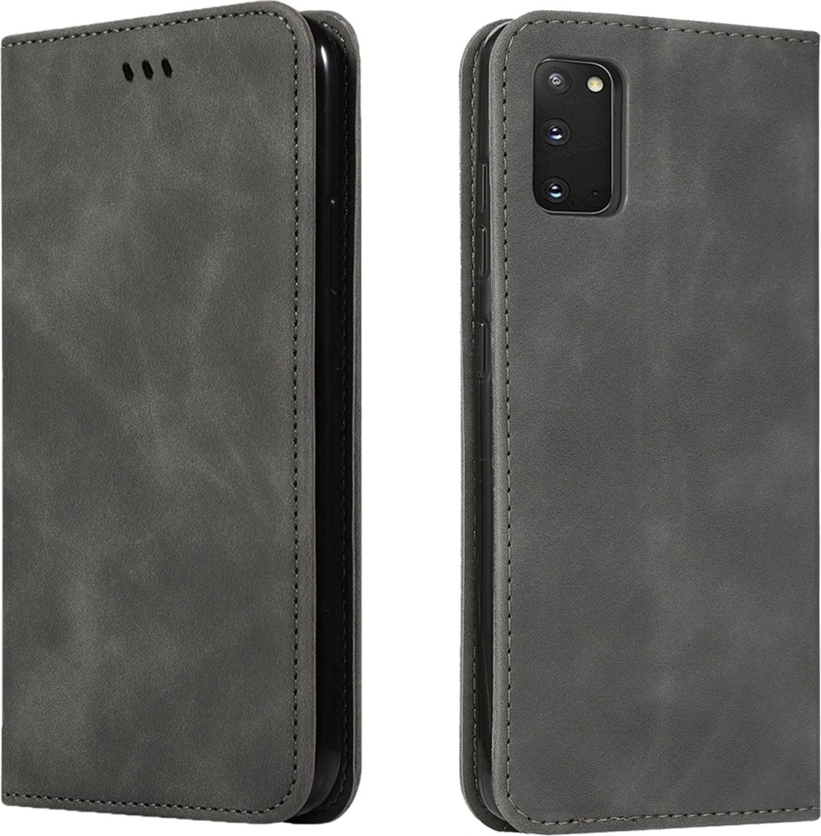 Mobigear Telefoonhoesje geschikt voor Samsung Galaxy S20 Hoesje | Mobigear Retro Slim Bookcase Portemonnee | Pasjeshouder voor 2 Pasjes | Telefoonhoesje voor Pinpas / OV Kaart / Rijbewijs - Grijs