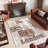 Tapiso Scarlet Deluxe Vloerkleed Beige London Modern Tapijt Maat- 80x150