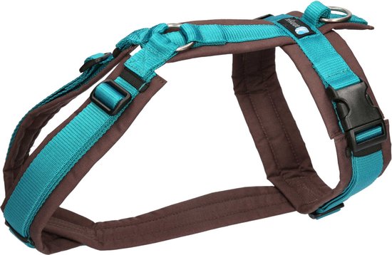 AnnyX Hondentuig - FUN - Speurtuig - Turquoise/Bruin - maat M - Borstomvang 62-74cm - Gewicht hond 18-30 kg - My K9