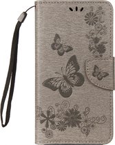 Mobigear Telefoonhoesje geschikt voor Samsung Galaxy A8 (2018) Hoesje | Mobigear Butterfly Bookcase Portemonnee | Pasjeshouder voor 2 Pasjes | Telefoonhoesje voor Pinpas / OV Kaart / Rijbewijs - Grijs