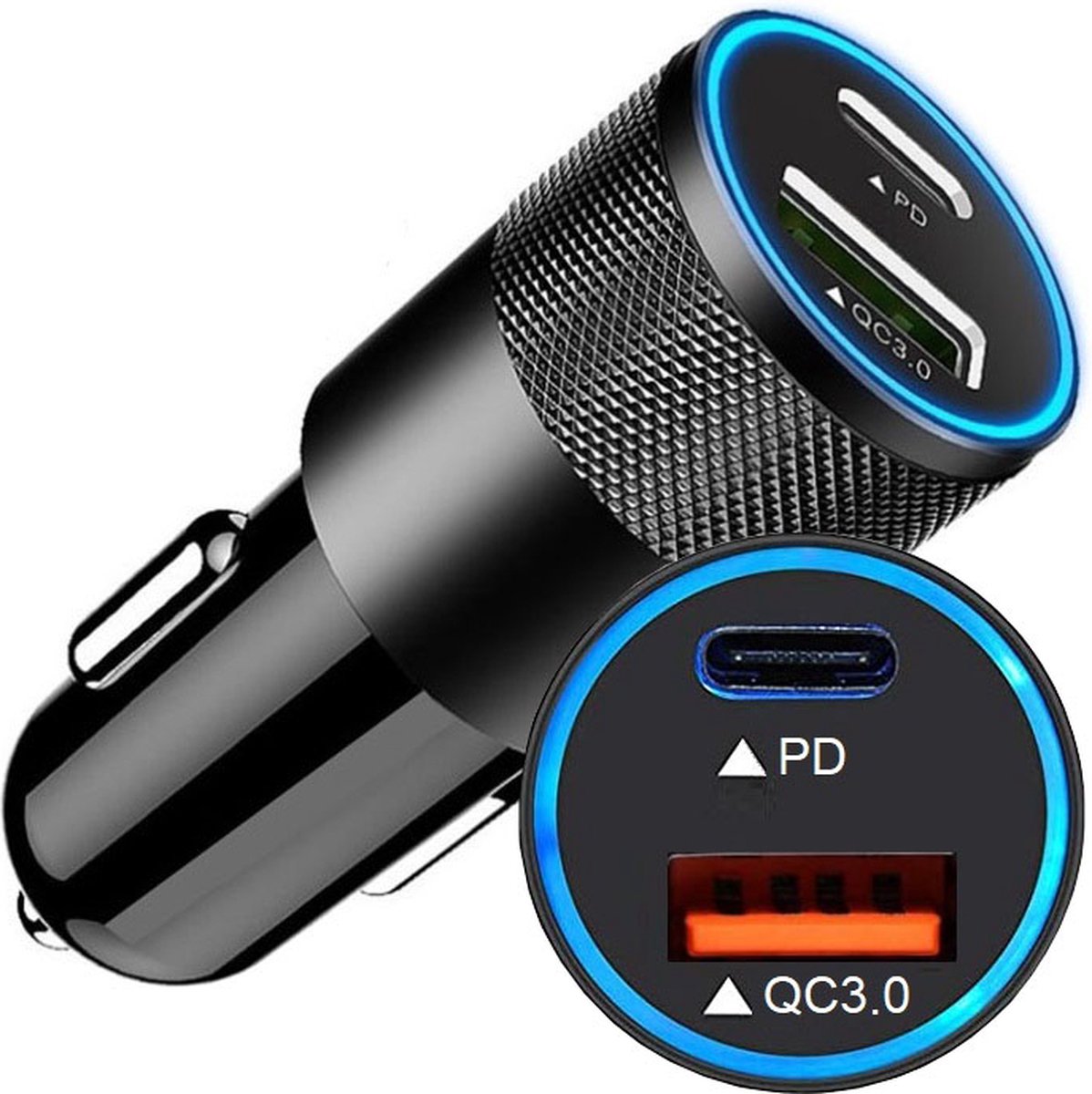 Auto oplader USB - USB C autolader 2 poorten - Auto lader -... | bol.com