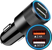 DutchOne Chargeur de voiture USB 2 ports - Chargeur rapide - Chargeur de voiture Convient pour Samsung Galaxy, Apple iPhone, iPad, Oppo, Huawei - Chargeur allume-cigare