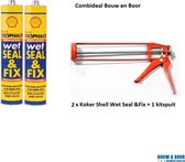 Combideal - illbruck Shell Wet Seal & Fix - 310 ML - 2 x koker zwart + 1 x  kitspuit metaal zwart of oranje