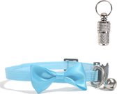 Kattenhalsband met strikje en belletje - Inclusief adreskoker - Verstelbaar - 19 / 32 cm - Kattenbandje - Halsband kat - Cat - Kitten - Katten halsband - Blauw