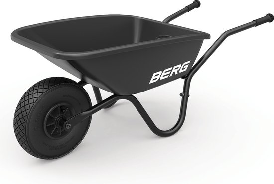 BERG Dempy Black Kinderkruiwagen - Metaal - Met kunststof bak - 25kg laadgewicht - Luchtband - Zwart