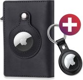 QuickWallet AirTag Pasjeshouder – Portemonnee voor Apple AirTag – Wallet voor Mannen en Vrouwen – Creditcardhouder – Zwart Hoesje van Leer – RFID & NFC Beveiliging