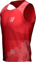 Compressport Pro Racing Singlet Heren - sportshirts - rood/wit - maat L
