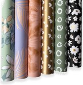 Luxe Cadeaupapier rollen - 6 stuks - Dubbelzijdig bedrukt - 30x200cm - Verjaardag, kinderen, roze, blauw, goud, zwart inpakpapier