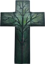 Kruisbeeld glas levensboom groot - Religieus - Religie - Kruisbeeld Jezus - Kruisbeeld - INRI
