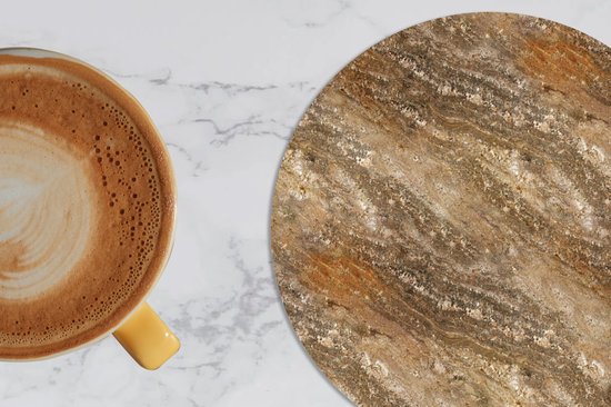 Sous- Sous-verres pour verres - Ronds - Pierre - Granit - Design - 10x10 cm - Sous-verres en verre - 6 pièces