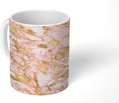 Mok - Marmer print - Gold - Roze - Patroon - Mokken - 350 ML - Beker - Uitdeelcadeautjes